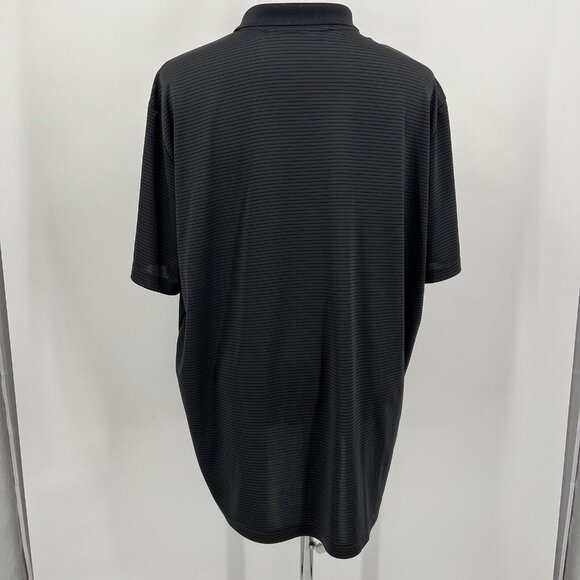 Adidas Mens Golf Polo Shirt 2XL XXL Striped Gray & Black Short Sleeve - Picture 7 of 8